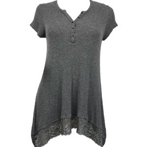 Pink Rose-Gray Lace Trimmed Shirt (351)